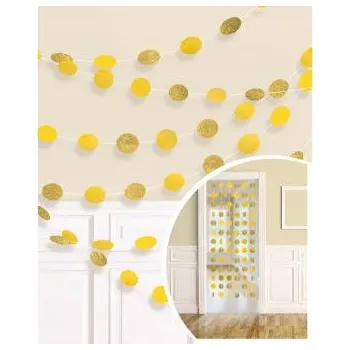 GIRLANDA ŽLUTÁ ZLATÁ KOLEČKA 6 KS 2,13 M