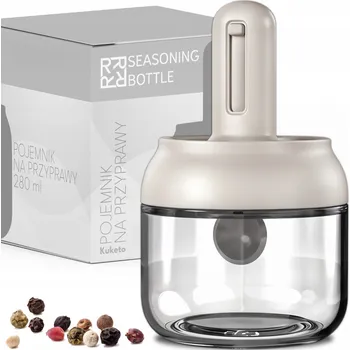 Dóza na potraviny NÁDOBA NA KOŘENÍ S TELESKOPICKOU MĚRNOU LŽIČKOU 280 ML