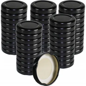 Obraz Šroubovací Šroubovací Víčka na sklenice a lahve, 50 kusů průměr 43, černé