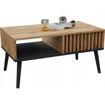 Konferenční stolek Konferenční stolek Malecki Meble obdélníkový 90 x 50 x 45 cm černý, dub wotan