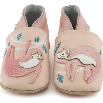 Capáčky LAIT ET MIEL Kožené capáčky s lenochodem 0-6 měsíců Růžová 17-18