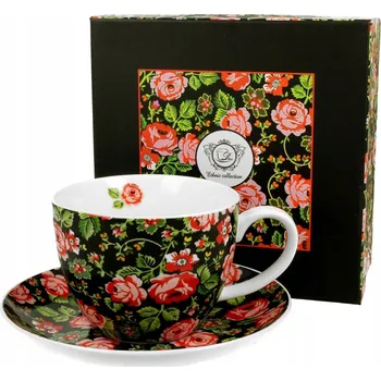 Šálek s podšálkem květiny Krakowski 470 ml Jumbo porcelán dárek DUO