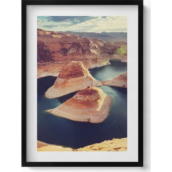 Obraz Dekorativní nástěnný obraz s rámem a grafikou loft Jezero Powell, USA, 50x70 cm
