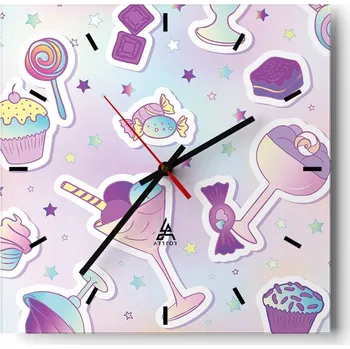 Hodiny Nástěnné hodiny do kuchyně 30x30 Pro Děti Stylové hodiny na skle Loft Tiché