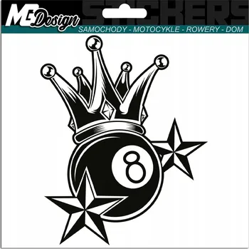 Samolepicí dekorace na vozidlo SAMOLEPKA na auto ŠŤASTNÁ KULEČNÍKOVÁ KORUNA 12x15 cm