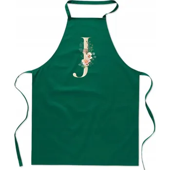 Kuchyňská zástěra KUCHYŇSKÁ ZÁSTĚRA zelená S PÍSMENEM J jméno Jessica Joanna Jola Jan FA_349_z