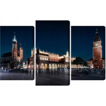 Obraz Vícedílný obraz Krakovské Sukiennice a Mariánská věž v noci 90x60