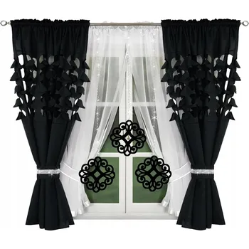 Záclona Hotová záclona lambrekýn černá voál 410 cm x 160 cm