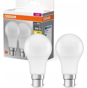 Žárovka 2x LED žárovka A60 B22d 8W = 60W 806lm 2700K Teplá bílá OSRAM