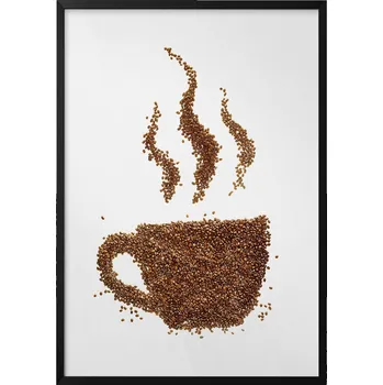 Obraz Dekorativní nástěnný obraz v rámu do obýváku Šálek kávy se zrnky 70x100 cm