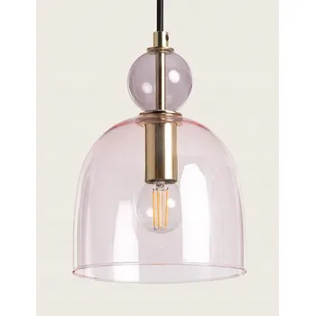 Závěsné skleněné svítidlo pudrová růžová 1xE14 Baudelaire malé zlaté