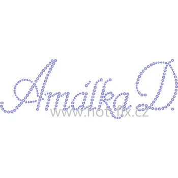 AMÁLKA D. II. - jméno nažehlovací hot-fix kamínková aplikace na textil, rozměr cca 19,5x6,7cm barva: kameny barva 101 Crystal /stříbrná