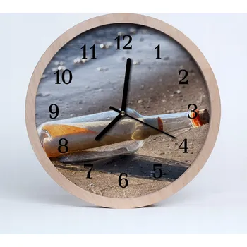 Hodiny Nástěnné hodiny z překližky Tiché Láhve list Příroda