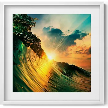 Obraz Dekorativní obraz v rámu do obýváku Vlna na moři a západ slunce 50x50 cm