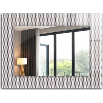 Zrcadlo Nástěnné zrcadlo s rámem z tvrzeného skla, Vzor textilní tkaniny 80x60 cm