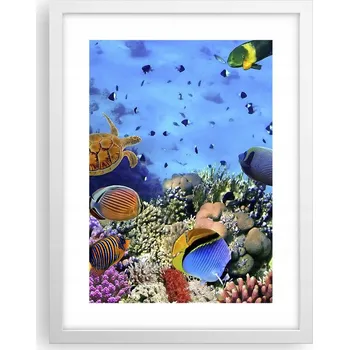 Obraz Obraz plakát v bílém rámu do obýváku 30x40 útes moře plakáty na zeď