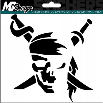 Samolepicí dekorace na vozidlo NÁLEPKA na auto PIRÁT LEBKA SKULL 15x14 cm