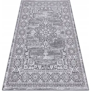 Koberec Koberec PROPLÉTANÝ SISAL LOFT 21213 Ornament šedá / stříbrná / slonová kost 80x150 cm