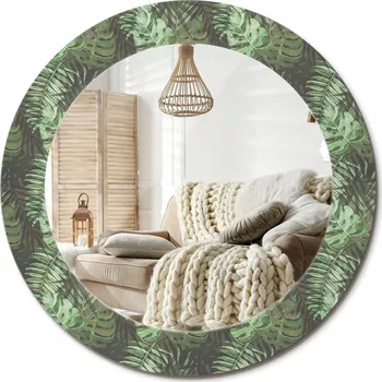 Zrcadlo Zrcadlo s potiskem do koupelny ložnice obývacího pokoje fi 60 cm Tropické listy