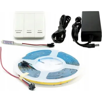 LED osvětlení Sada 5m LED COB pásek 6500K 24V Digitální Efekt Tekoucí Vlny + Ovladač