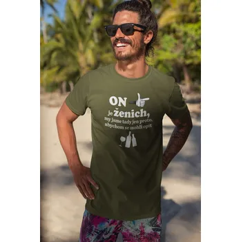 Pánské tričko Pánské tričko On je ženich Barva: Khaki, Velikost: S