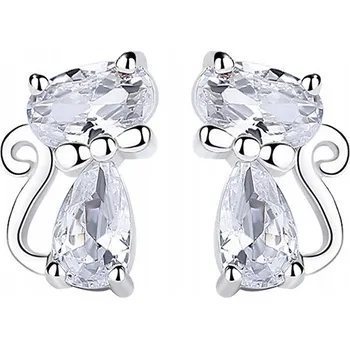 Náušnice Stříbrné náušnice Kočky zirkony Stříbro 925 kočičky