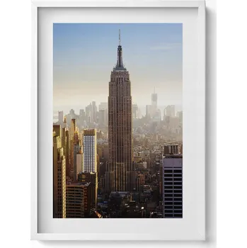 Obraz Obraz s bílým rámem a grafikou na zeď Mrakodrapy New Yorku USA 50x70 cm