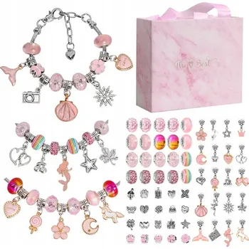 kreativní sada Kreativní sada na výrobu šperků a náramků DIY pro děti, růžová