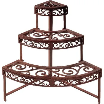 Stojan na květiny Etažér ORNAMENT ESSCHERT´S GARDEN, čtvrtkulatý, litina, 49x66cm, hnědá|Esschert Design