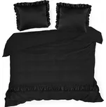 Povlečení z mako saténu s volánky černé 160x200