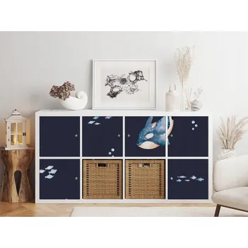 Fototapeta Samolepka IKEA KALLAX Plující Velryby