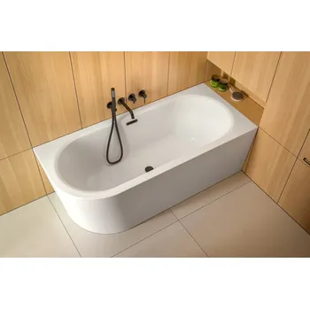 Vana BESCO - Volně stojící vana AVITA A-LINE bílá, sifon se štěrbinovým přepadem - Barva sifonu - Chrom, Rozměr vany - 170 × 75 Způsob provedení - Pravé VANAVITAL17P