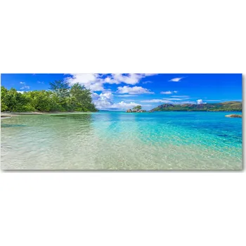 Obraz Lacobel ochrana stěny do kuchyně Pláž Seychely XXL