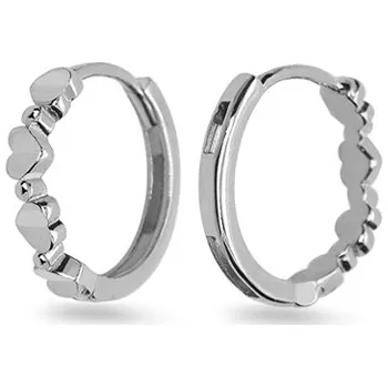 Náušnice Kroužky 1cm s motivem srdíček v bílém zlatě, 14K IZ25281A + dárkové balení LUXUS zdarma