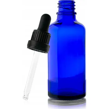 Dávkovač mýdla Skleněná lahvička modrá 50 ml kapátko dávkovač s pipetou závit 18/415