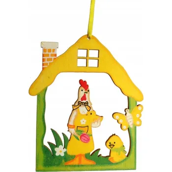Obraz Velikonoční závěs z dřeva - slepice