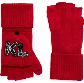 Čepice Karl Lagerfeld Paris dámské červené zimní rukavice Logo Knit univerzální