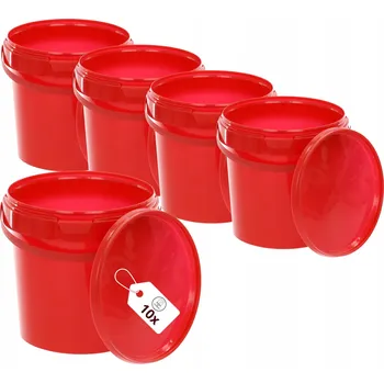Dóza na potraviny Kbelík 10x1L s víkem ČERVENÝ na potraviny