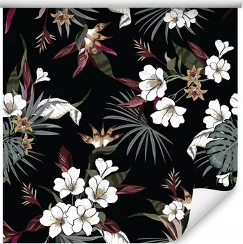 Fototapeta Tapeta do obýváku tropické KVĚTY listy monstery