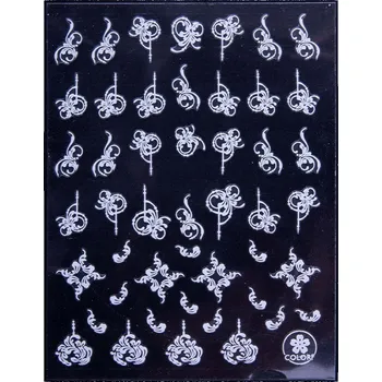 Samolepky na nehty – ozdobné vzory, ornamenty, bílé CB-176