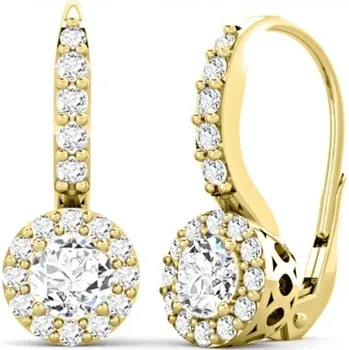 Náušnice Couple, Honosné visací náušnice Sari Long, žluté zlato se zirkony, Patent dámský, 585-66-3-0250.0Z00.0.00.001.08