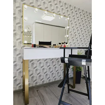 Toaletní stolek Toaletní stolek AMI120 GOLD - Hollywood pro Make-up a Vizáž ve Zlatém Rámu