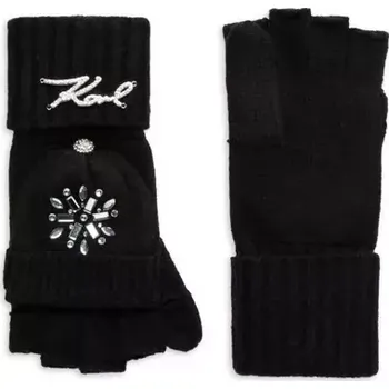 Čepice Karl Lagerfeld Paris dámské černé zimní rukavice Embellished univerzální