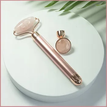 Masážní přístroj Masážní Přístroj na obličej s vibracemi, růžový křemen