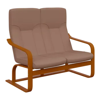 Sedací souprava BO - 2 dvojkřeslo, dřevěná kostra, moření třešeň, látka BORA 24, béžová