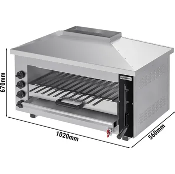 Pec na pizzu G.Gastro Commercial Gas Salamander Grill Oven – 13.2 kW - 4 Ceramic Burners - Adjustable Height - 800°C