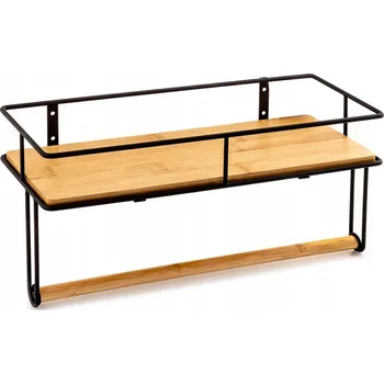 Koupelnový nábytek Koupelnová police AWD INTERIOR 1934 černá bambusová s věšákem