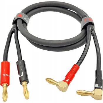 Audio kabel REPRODUKTOROVÝ KABEL NAKAMICHI 2x2,5 s banánky zahnutými o 90 stupňů, 1 m