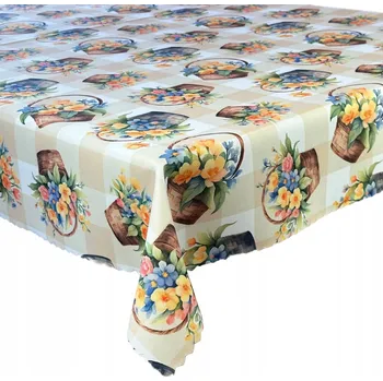 ubrus Ubrus Odolný proti Skvrnám Velikonoce Košík Béžová Mřížka 130x180 cm