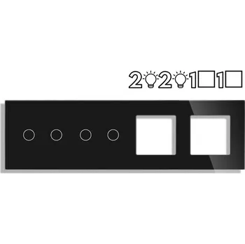 SKLENĚNÝ PANEL PRO DOTYKOVÉ MODULY RÁMEČEK 4G ČTYŘNÁSOBNÝ 2G+2G+2F ČERNÝ